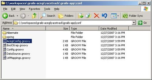 Figure 7 - AcegiConfig.groovy created