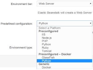 AWS Elastic Beanstalk Environment Selection