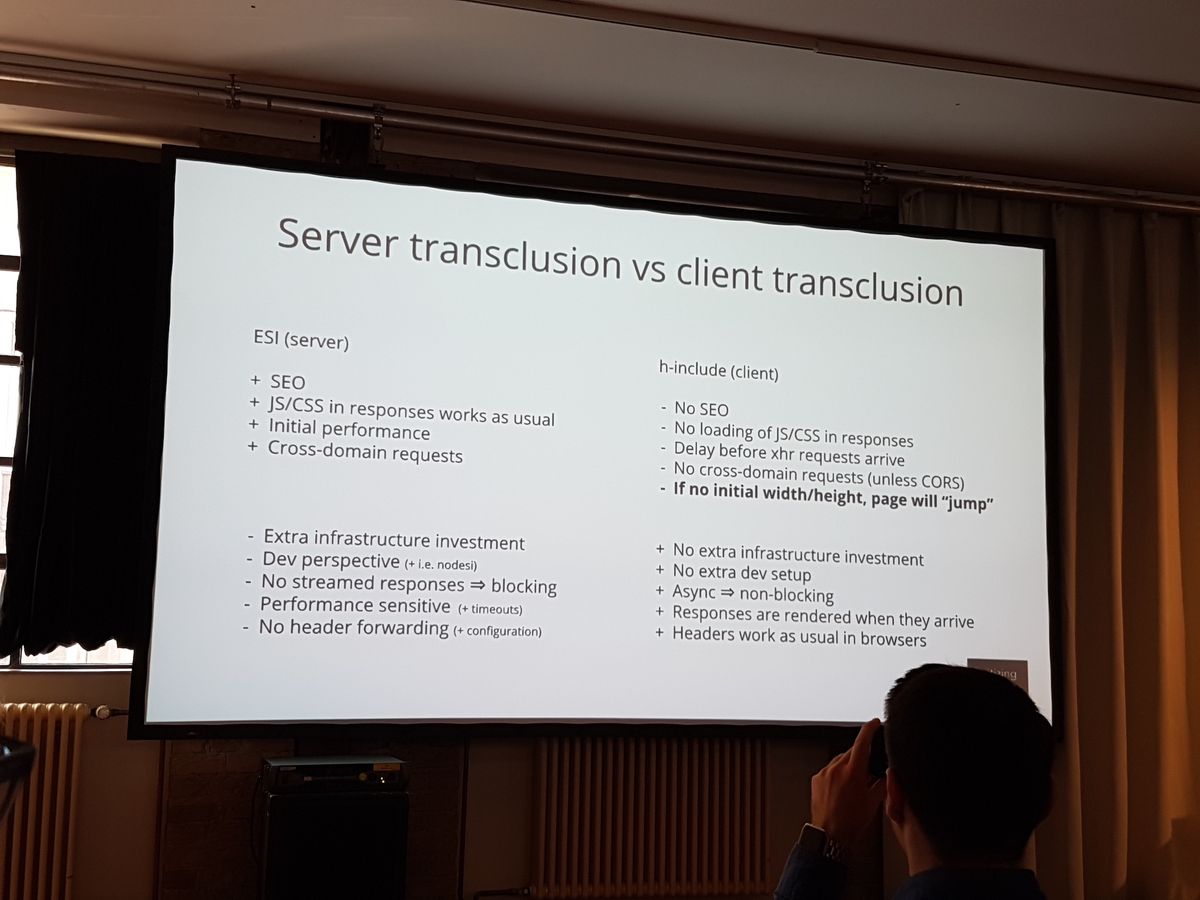 Server transclusion vs client transclusion
