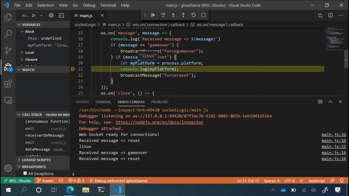 Debugging in Linux via the VS Code Remote extension
