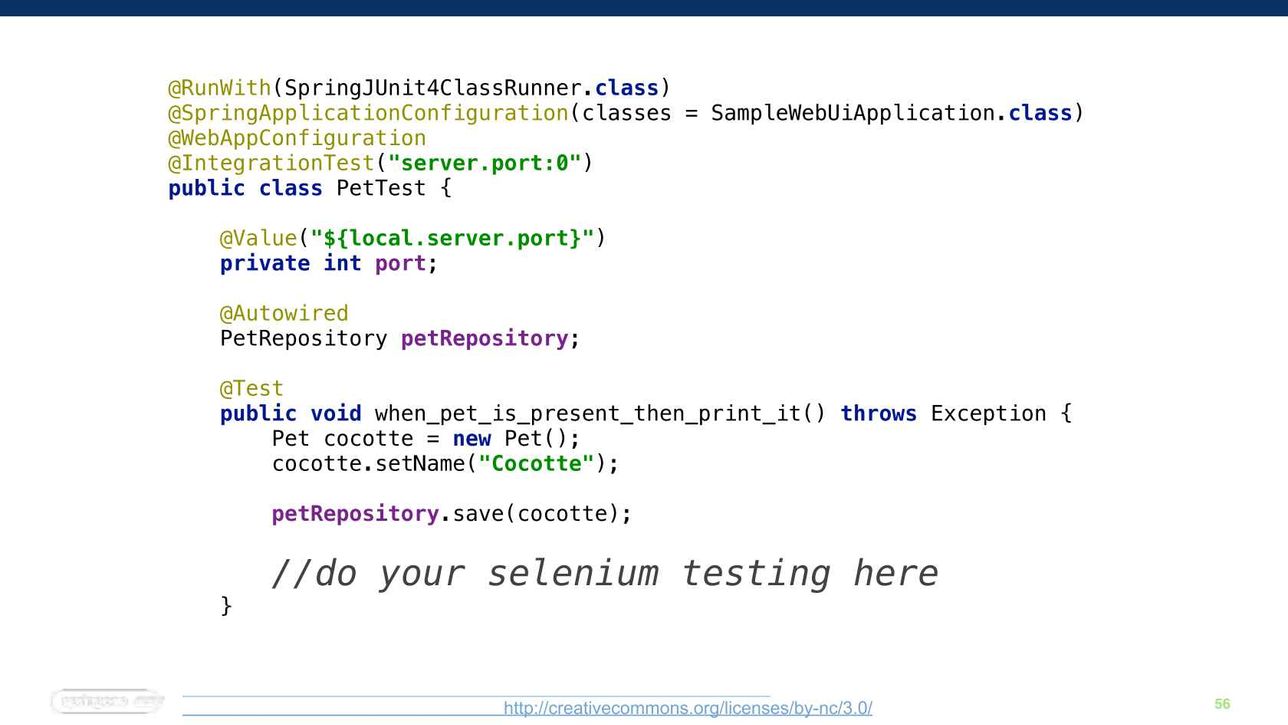 Spring boot hot sale selenium test