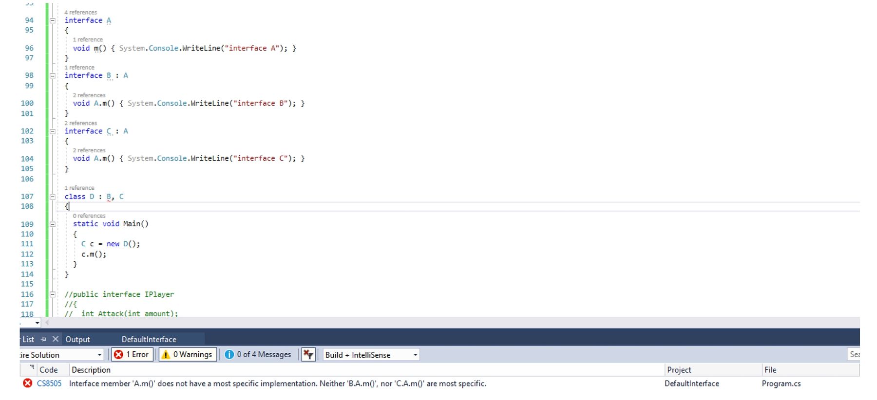 Default Interface Methods in C 8