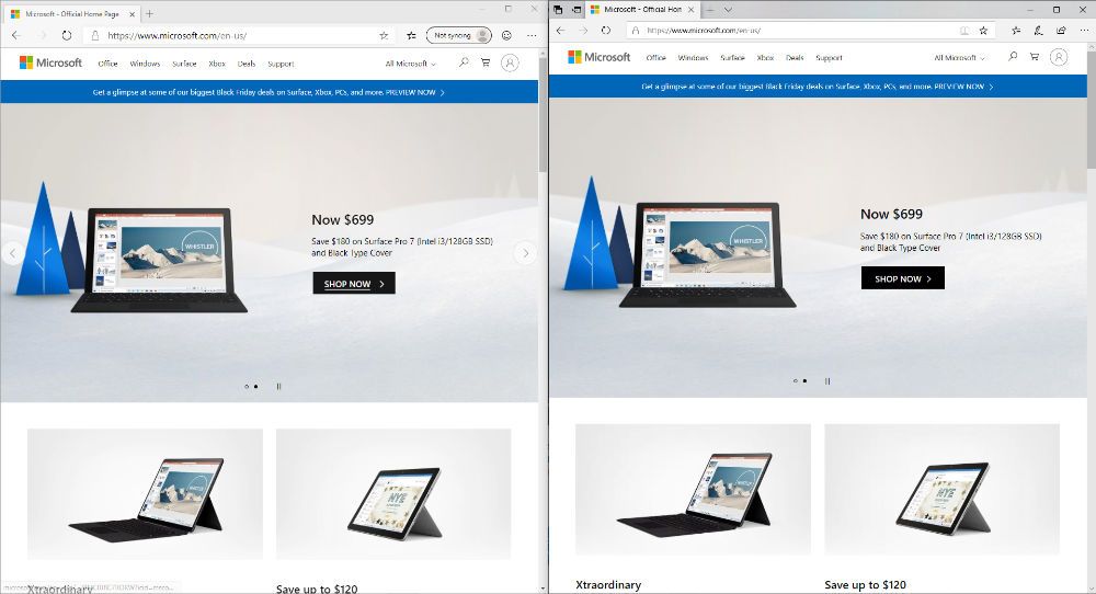Microsoft Edge browser comparison