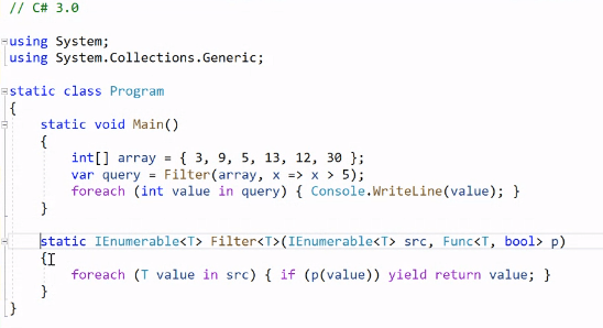 Figure 2: Sample code in C# 3.0 syntax