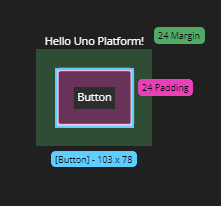 Explicit padding and margin visible on hover over UI element