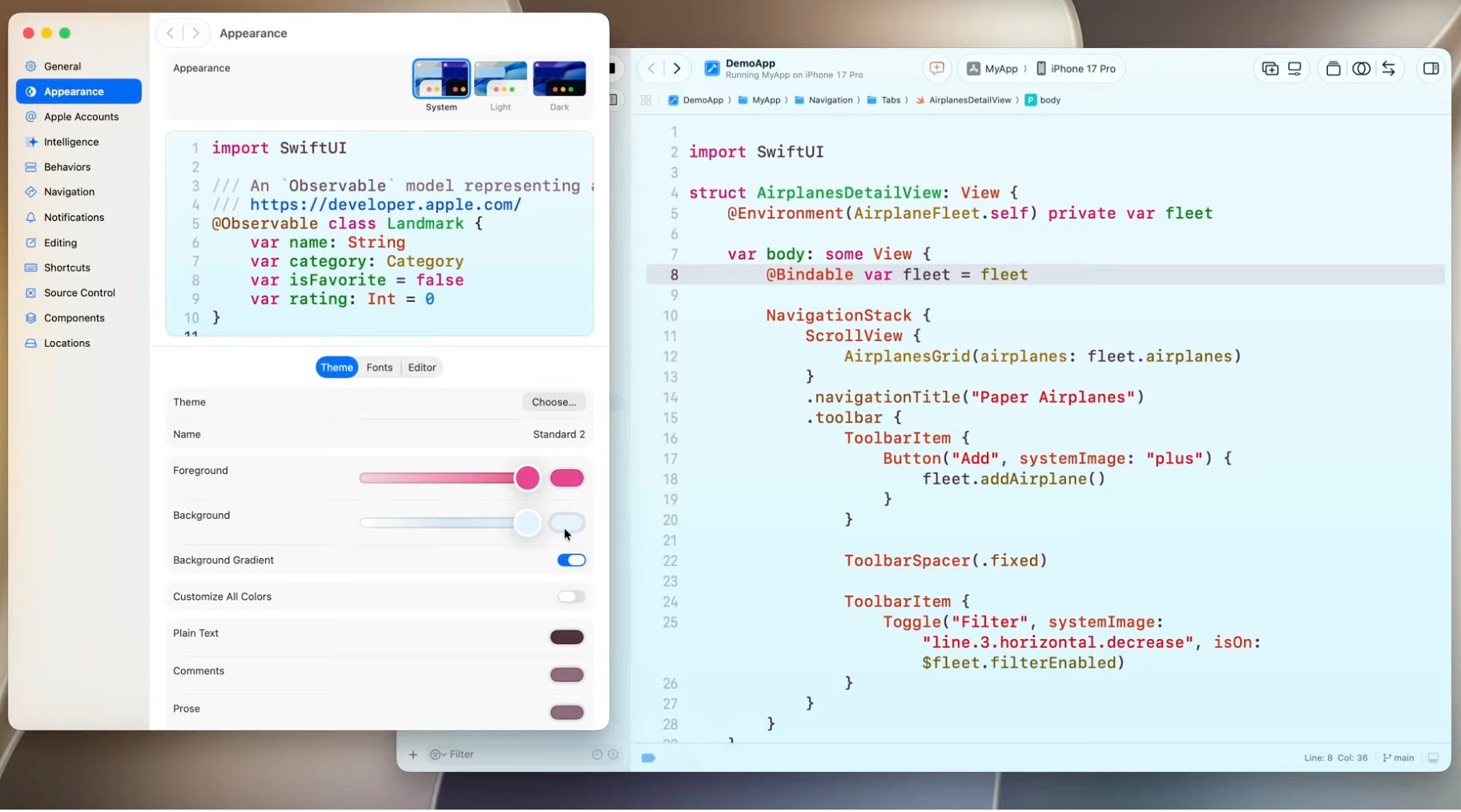 Giao diện mới của Xcode 27
